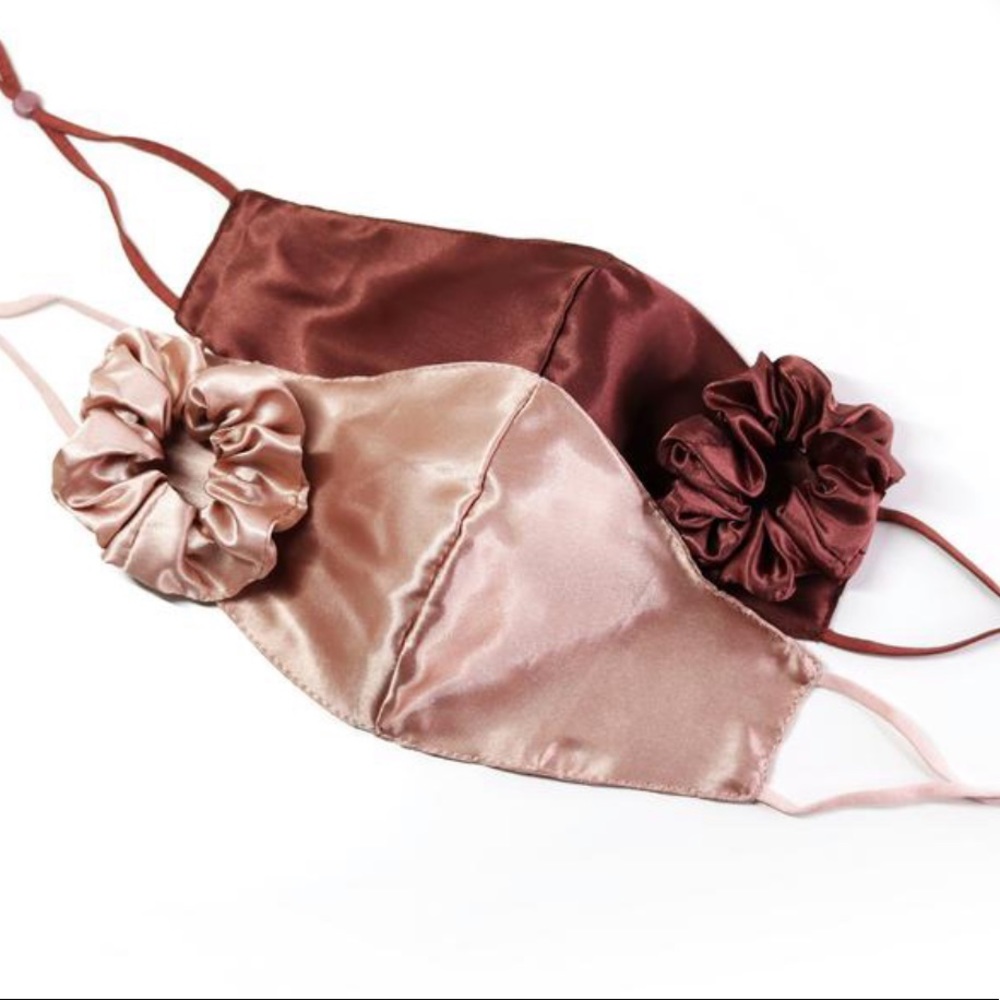 SILK FACE MASK WITH SCRUNCHIE - Picture 4 of 14